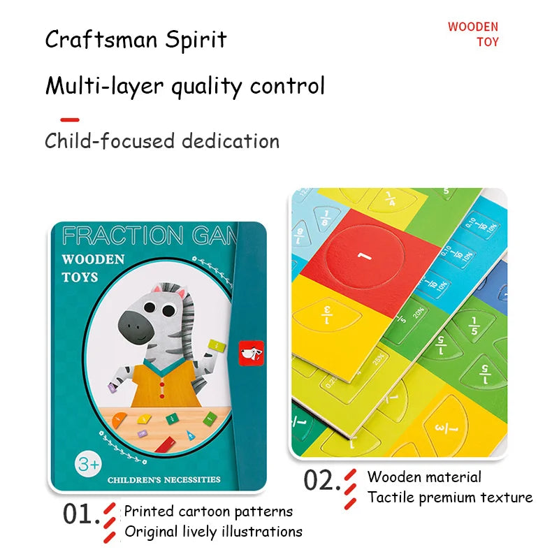 Wooden Magnetic Fraction for Grade 3+ Math Learning