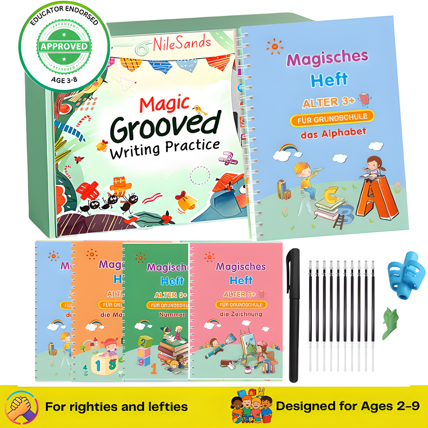 NileSands Reusable Grooved Handwriting Workbook for Kids